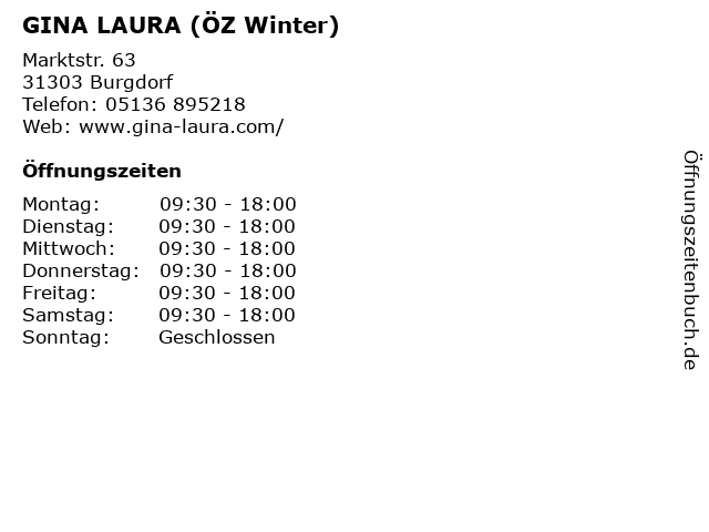 GINA LAURA (ÖZ Winter) in Burgdorf: Adresse und Öffnungszeiten