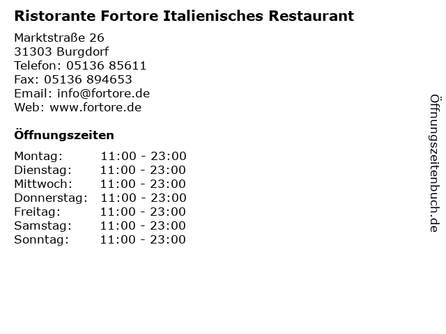 Ristorante Fortore Italienisches Restaurant in Burgdorf: Adresse und Öffnungszeiten