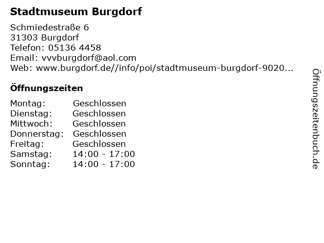 Stadtmuseum Burgdorf in Burgdorf: Adresse und Öffnungszeiten