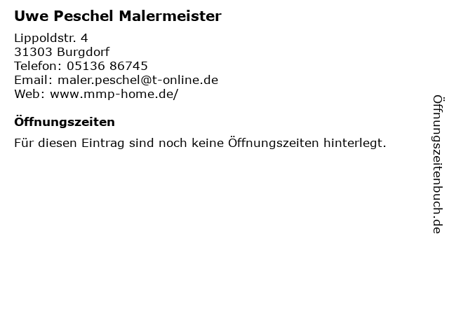 Uwe Peschel Malermeister in Burgdorf: Adresse und Öffnungszeiten
