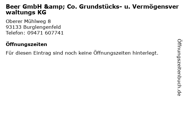 Beer GmbH & Co. Grundstücks- u. Vermögensverwaltungs KG in Burglengenfeld: Adresse und Öffnungszeiten