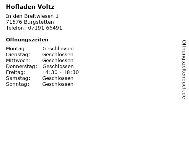 Hofladen Voltz in Burgstetten: Adresse und Öffnungszeiten