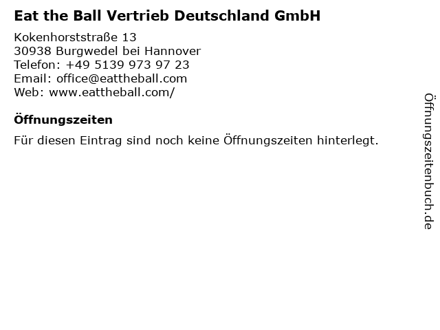 Eat the Ball Vertrieb Deutschland GmbH in Burgwedel bei Hannover: Adresse und Öffnungszeiten
