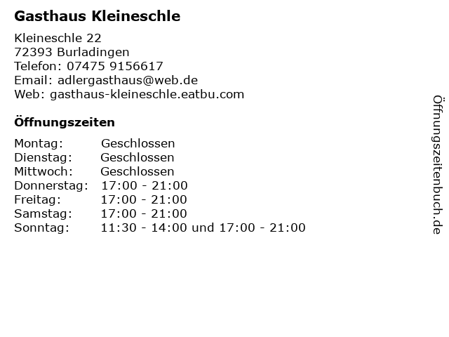 Gasthaus Kleineschle in Burladingen: Adresse und Öffnungszeiten