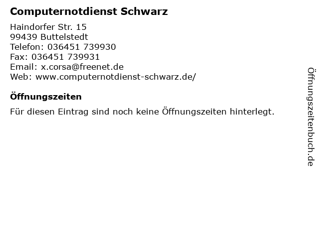 Computernotdienst Schwarz in Buttelstedt: Adresse und Öffnungszeiten