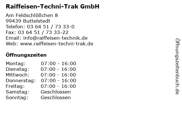 Raiffeisen-Techni-Trak GmbH in Buttelstedt: Adresse und Öffnungszeiten