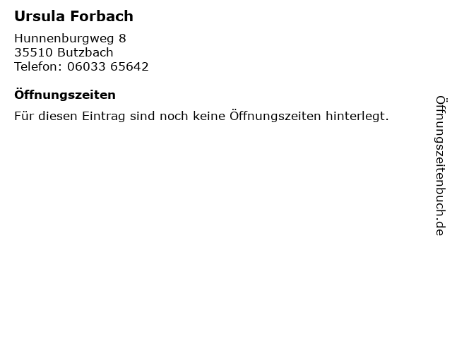 Ursula Forbach in Butzbach: Adresse und Öffnungszeiten