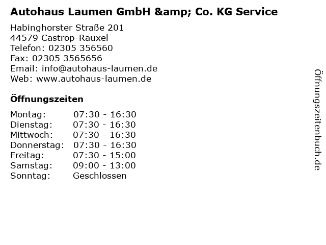 Autohaus Laumen GmbH & Co. KG Service in Castrop-Rauxel: Adresse und Öffnungszeiten