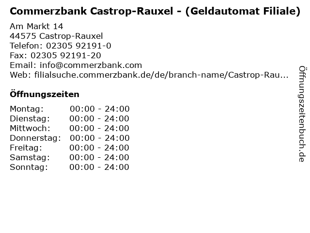 Commerzbank Castrop-Rauxel - (Geldautomat Filiale) in Castrop-Rauxel: Adresse und Öffnungszeiten