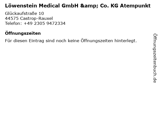 Löwenstein Medical GmbH & Co. KG Atempunkt in Castrop-Rauxel: Adresse und Öffnungszeiten