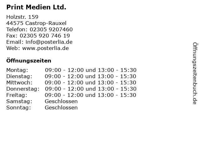 Print Medien Ltd. in Castrop-Rauxel: Adresse und Öffnungszeiten