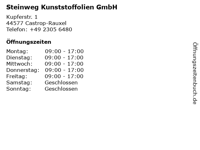 Steinweg Kunststoffolien GmbH in Castrop-Rauxel: Adresse und Öffnungszeiten