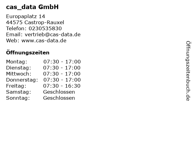 cas_data GmbH in Castrop-Rauxel: Adresse und Öffnungszeiten
