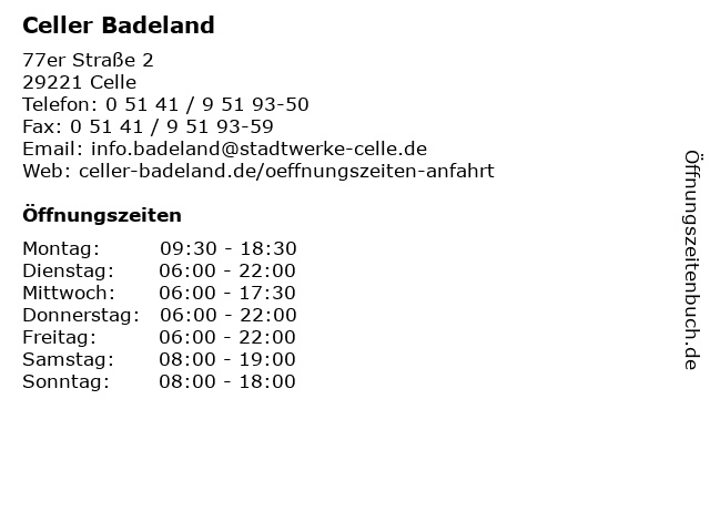 Celler Badeland in Celle: Adresse und Öffnungszeiten