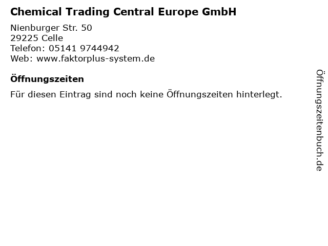 Chemical Trading Central Europe GmbH in Celle: Adresse und Öffnungszeiten
