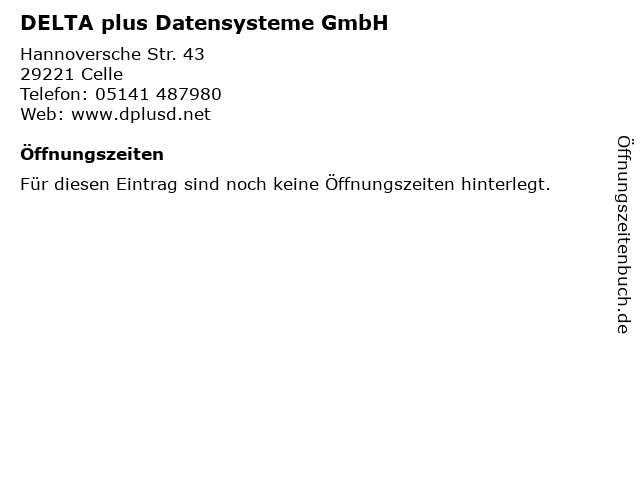 DELTA plus Datensysteme GmbH in Celle: Adresse und Öffnungszeiten