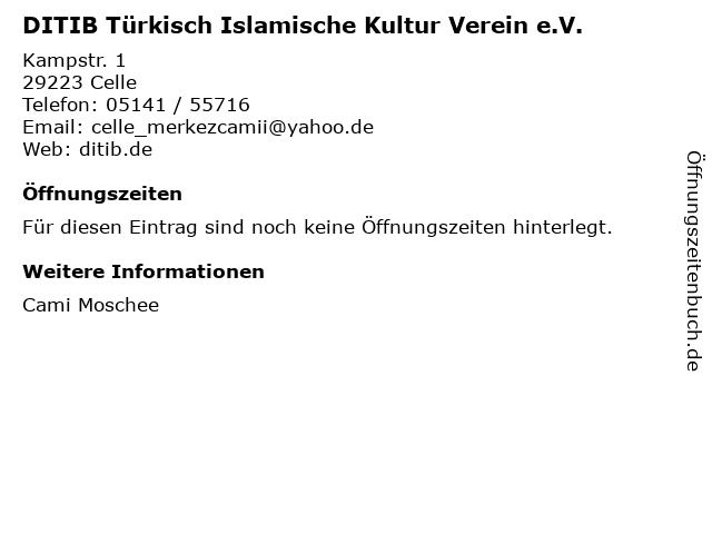 DITIB Türkisch Islamische Kultur Verein e.V. in Celle: Adresse und Öffnungszeiten