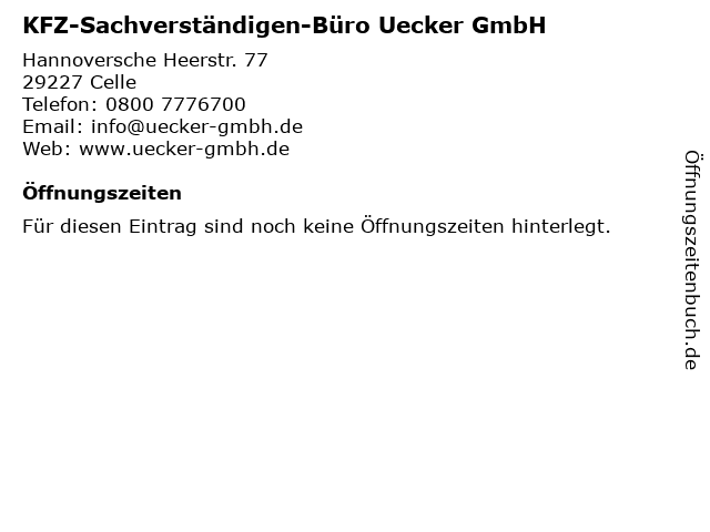 KFZ-Sachverständigen-Büro Uecker GmbH in Celle: Adresse und Öffnungszeiten