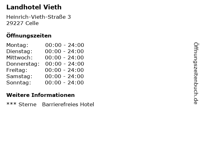 Landhotel Vieth in Celle: Adresse und Öffnungszeiten
