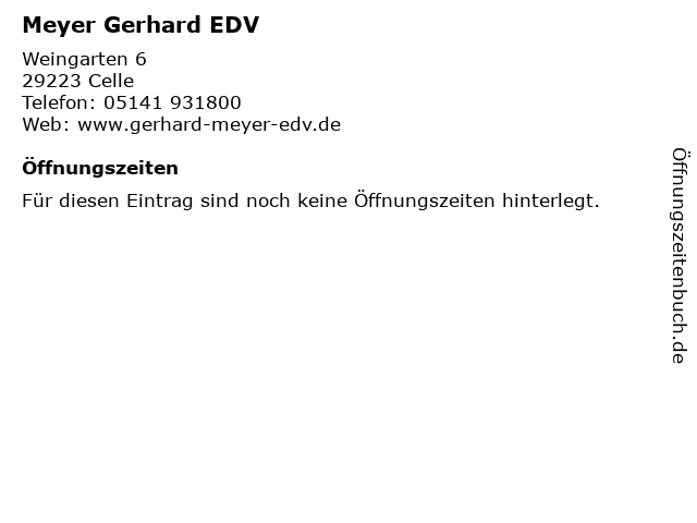 Meyer Gerhard EDV in Celle: Adresse und Öffnungszeiten