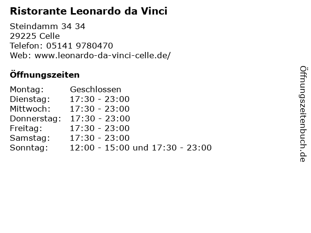 Ristorante Leonardo da Vinci in Celle: Adresse und Öffnungszeiten