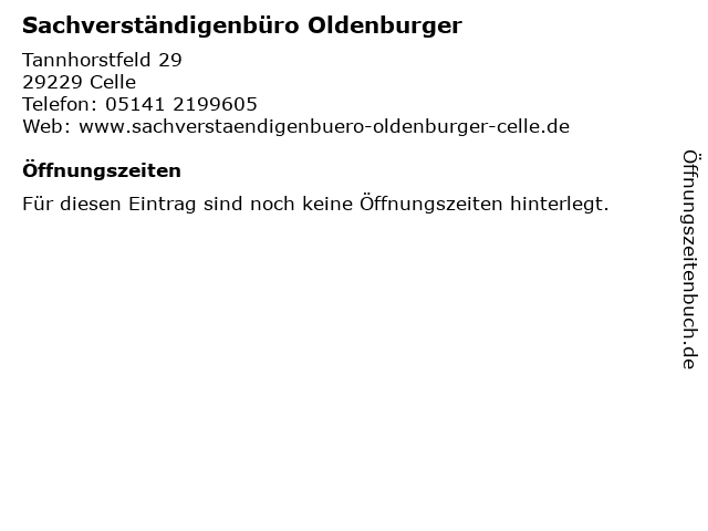 Sachverständigenbüro Oldenburger in Celle: Adresse und Öffnungszeiten