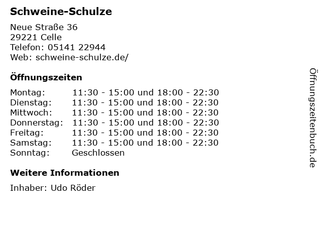 Schweine-Schulze in Celle: Adresse und Öffnungszeiten
