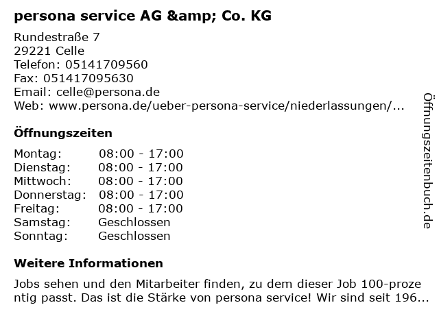 persona service AG & Co. KG in Celle: Adresse und Öffnungszeiten