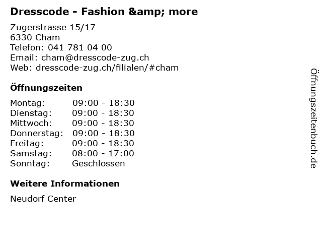 Dresscode - Fashion & more in Cham: Adresse und Öffnungszeiten