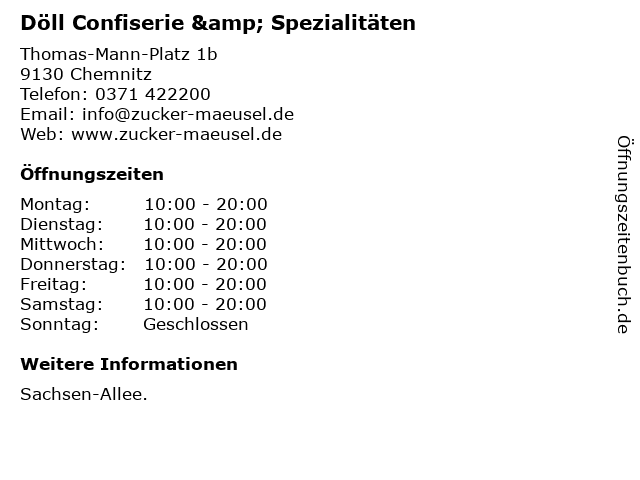 Döll Confiserie & Spezialitäten in Chemnitz: Adresse und Öffnungszeiten