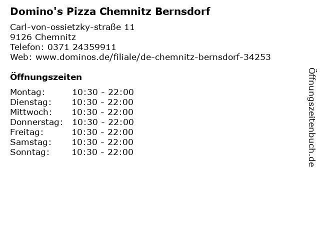 Domino's Pizza Chemnitz Bernsdorf in Chemnitz: Adresse und Öffnungszeiten