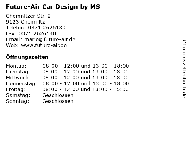 Future-Air Car Design by MS in Chemnitz: Adresse und Öffnungszeiten