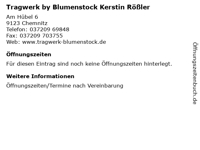 Tragwerk by Blumenstock Kerstin Rößler in Chemnitz: Adresse und Öffnungszeiten