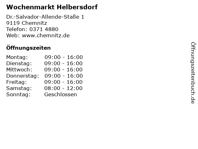 Wochenmarkt Helbersdorf in Chemnitz: Adresse und Öffnungszeiten