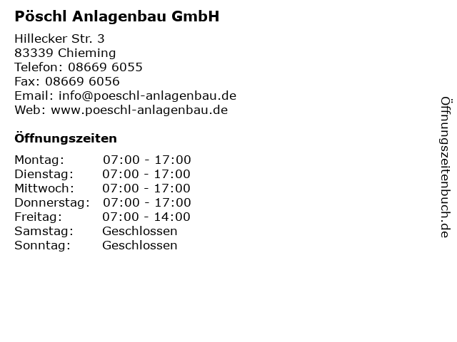 Pöschl Anlagenbau GmbH in Chieming: Adresse und Öffnungszeiten