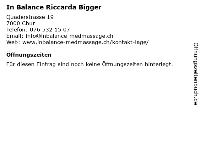 In Balance Riccarda Bigger in Chur: Adresse und Öffnungszeiten