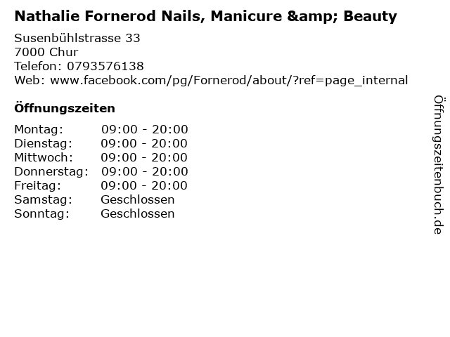 Nathalie Fornerod Nails, Manicure & Beauty in Chur: Adresse und Öffnungszeiten