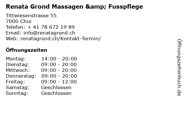 Renata Grond Massagen & Fusspflege in Chur: Adresse und Öffnungszeiten