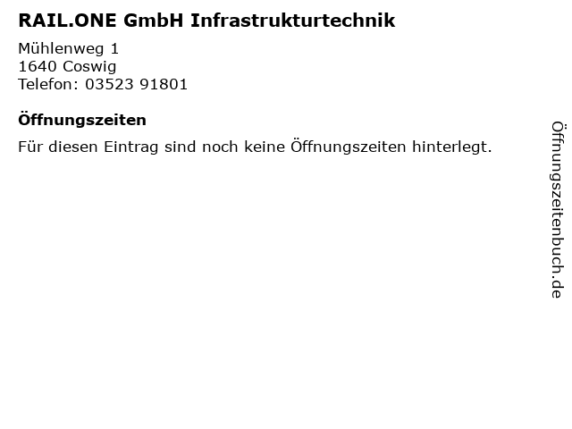 RAIL.ONE GmbH Infrastrukturtechnik in Coswig: Adresse und Öffnungszeiten