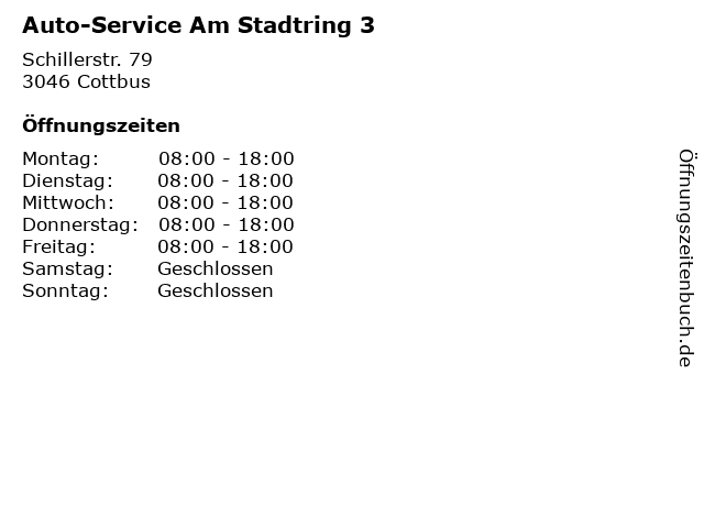Auto-Service Am Stadtring 3 in Cottbus: Adresse und Öffnungszeiten