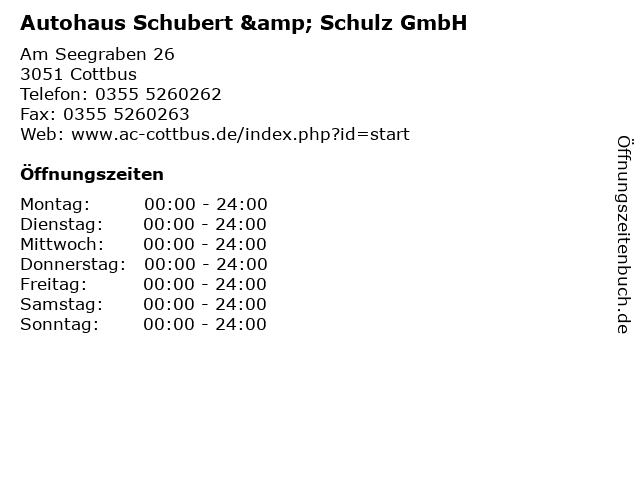 Autohaus Schubert & Schulz GmbH in Cottbus: Adresse und Öffnungszeiten