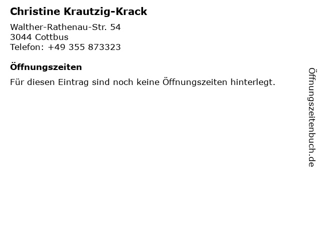 Christine Krautzig-Krack in Cottbus: Adresse und Öffnungszeiten