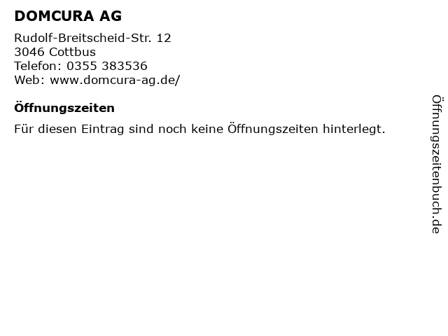 DOMCURA AG in Cottbus: Adresse und Öffnungszeiten