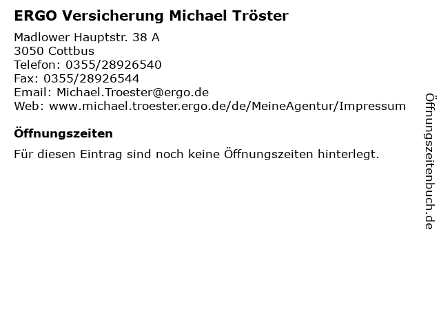 ERGO Versicherung Michael Tröster in Cottbus: Adresse und Öffnungszeiten