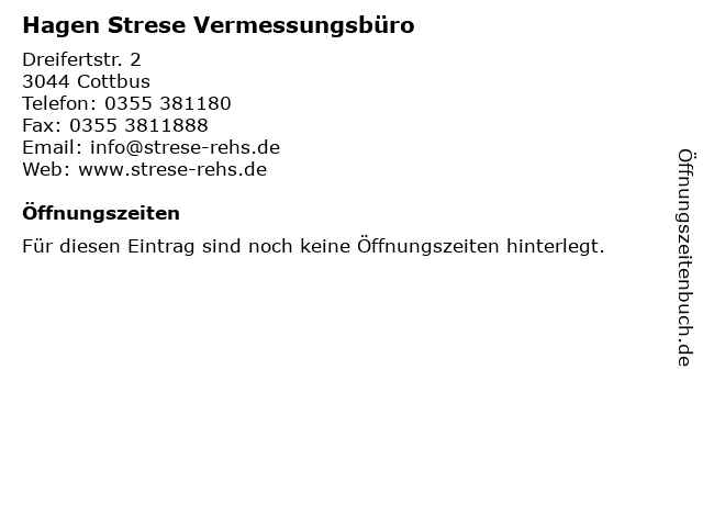 Hagen Strese Vermessungsbüro in Cottbus: Adresse und Öffnungszeiten