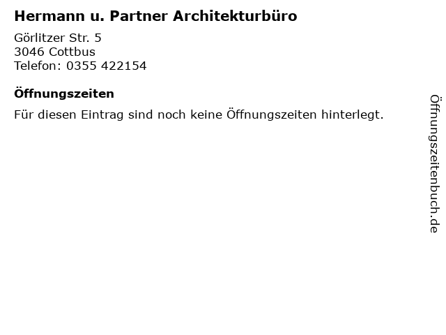 Hermann u. Partner Architekturbüro in Cottbus: Adresse und Öffnungszeiten