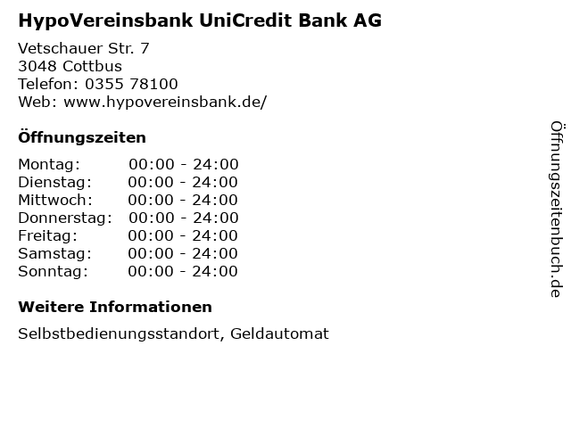 HypoVereinsbank UniCredit Bank AG in Cottbus: Adresse und Öffnungszeiten