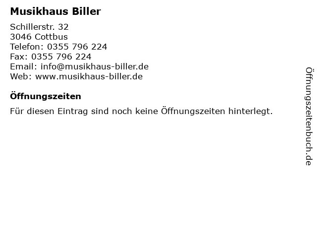 Musikhaus Biller in Cottbus: Adresse und Öffnungszeiten