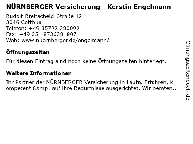 NÜRNBERGER Versicherung - Kerstin Engelmann in Cottbus: Adresse und Öffnungszeiten