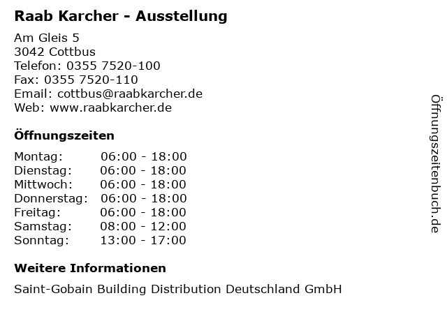 Raab Karcher - Ausstellung in Cottbus: Adresse und Öffnungszeiten
